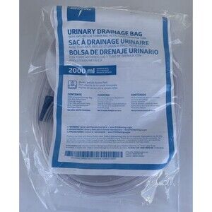 Medline Urinary Drainage Bag 2000ml Disposable Clear Plastic Anti-Reflux Tower